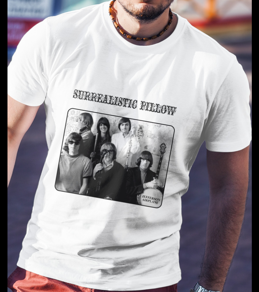 Surrealistic Pillow Jefferson Airplane Album Cover Black And White Photography T-Shirt