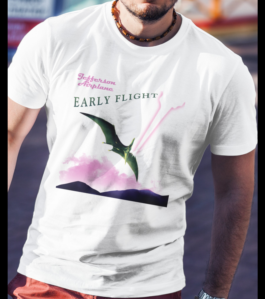 Jefferson Airplane Early Flight Pterosaur Pink Cloud T-Shirt