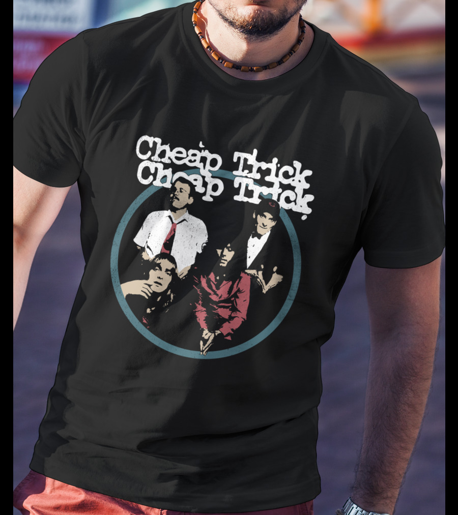 Cheap Trick Band Portrait Circle T-Shirt