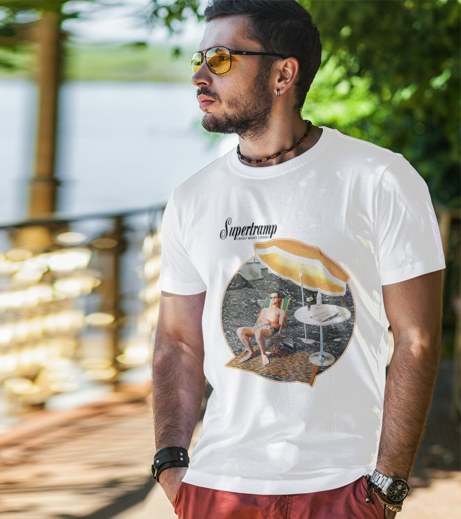 Supertramp Crisis? What Crisis? 1975 Album Art Beach Scene T-Shirt