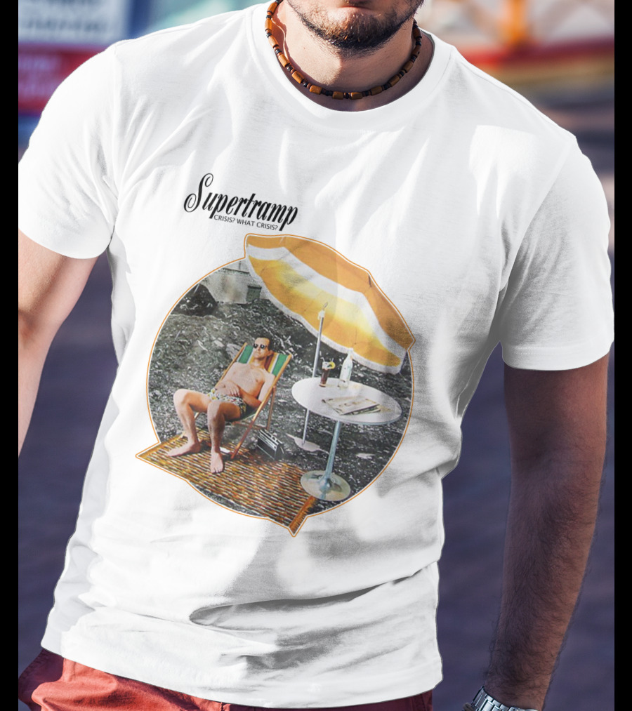 Supertramp Crisis? What Crisis? 1975 Album Art Beach Scene T-Shirt