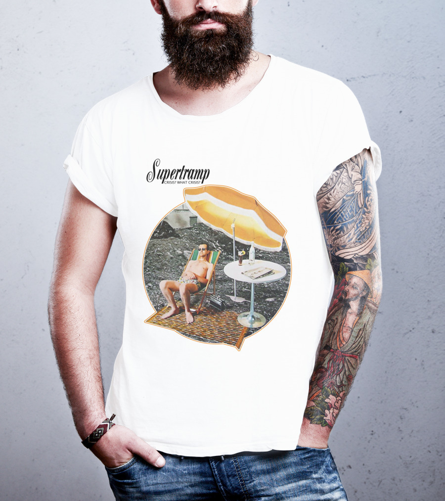 Supertramp Crisis? What Crisis? 1975 Album Art Beach Scene T-Shirt