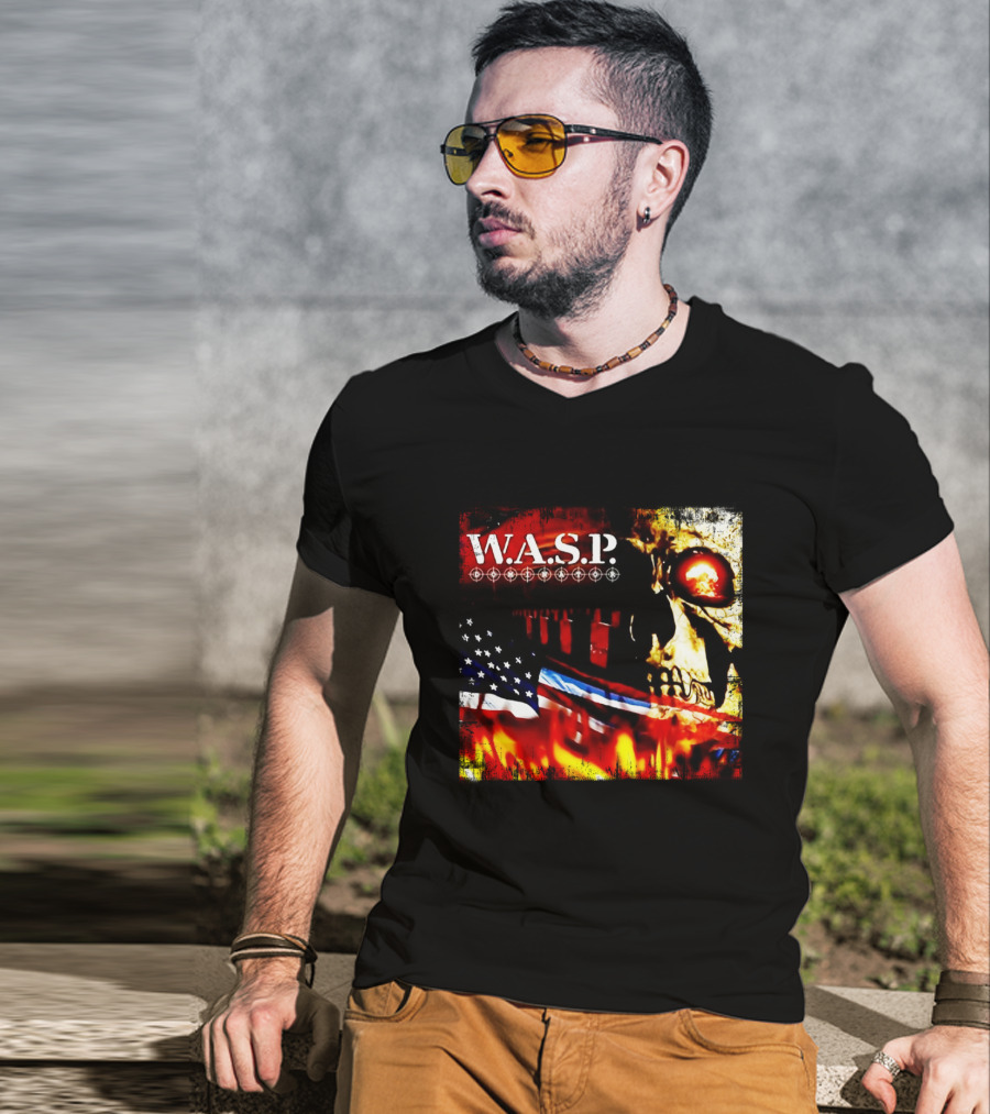W.a.s.p. American Flag Skull T-Shirt