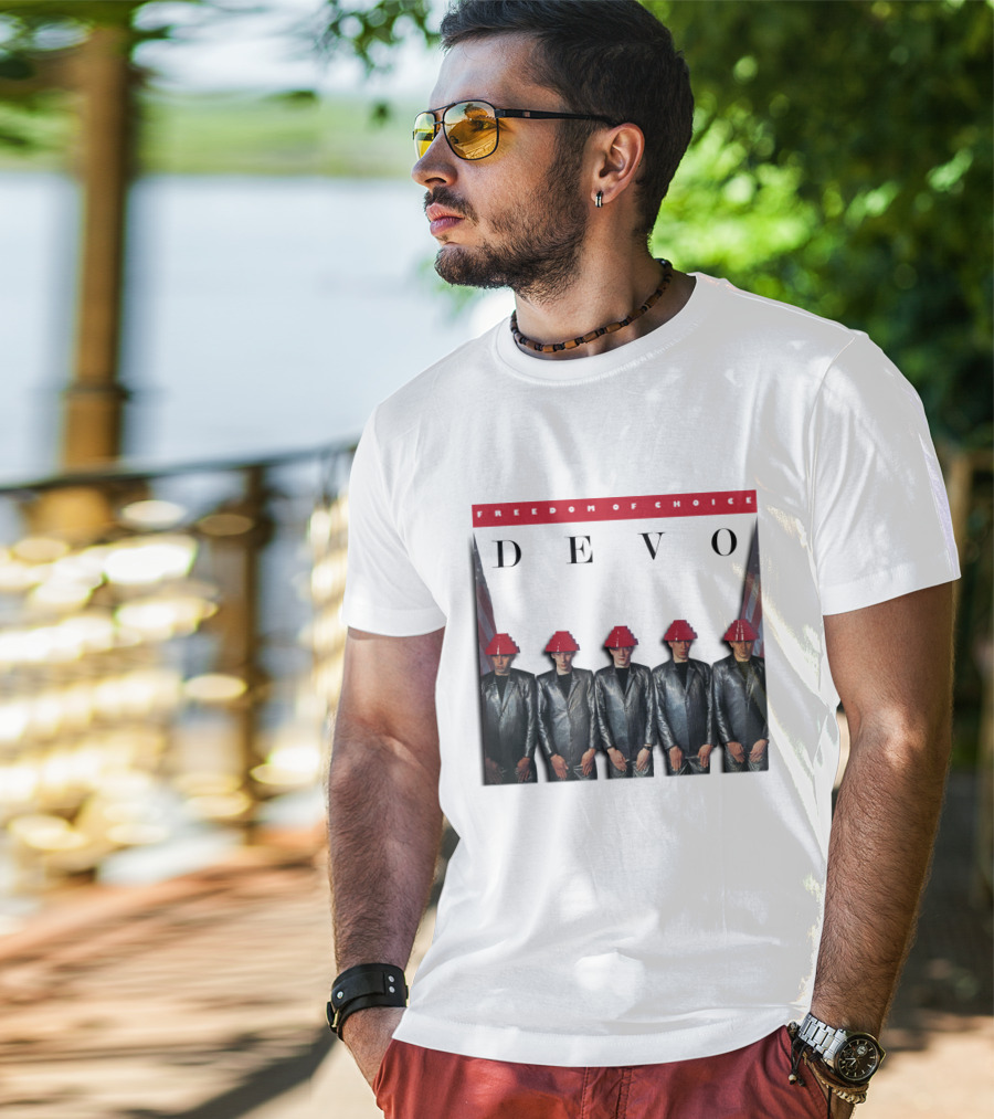 Freedom Of Choice Devo Red Hat Band Members T-Shirt