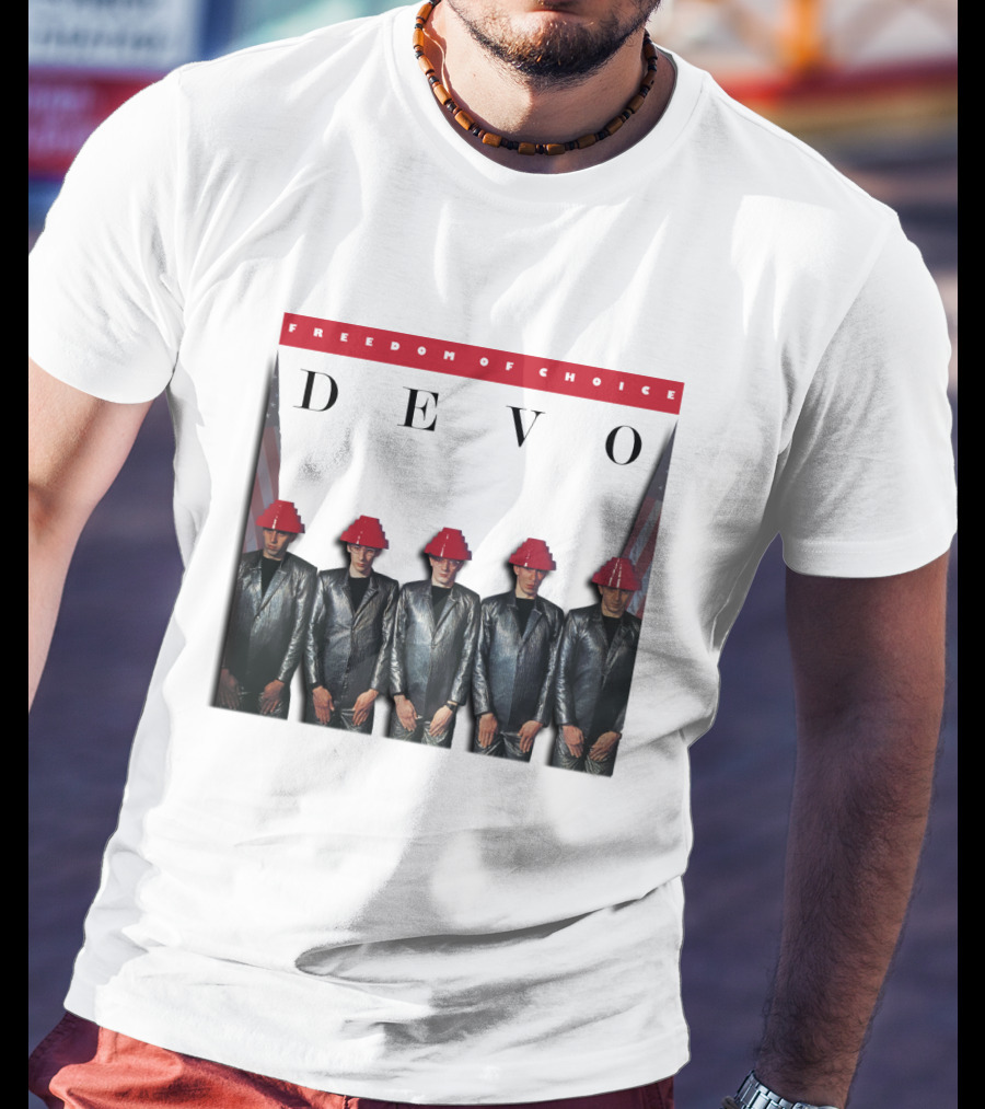 Freedom Of Choice Devo Red Hat Band Members T-Shirt