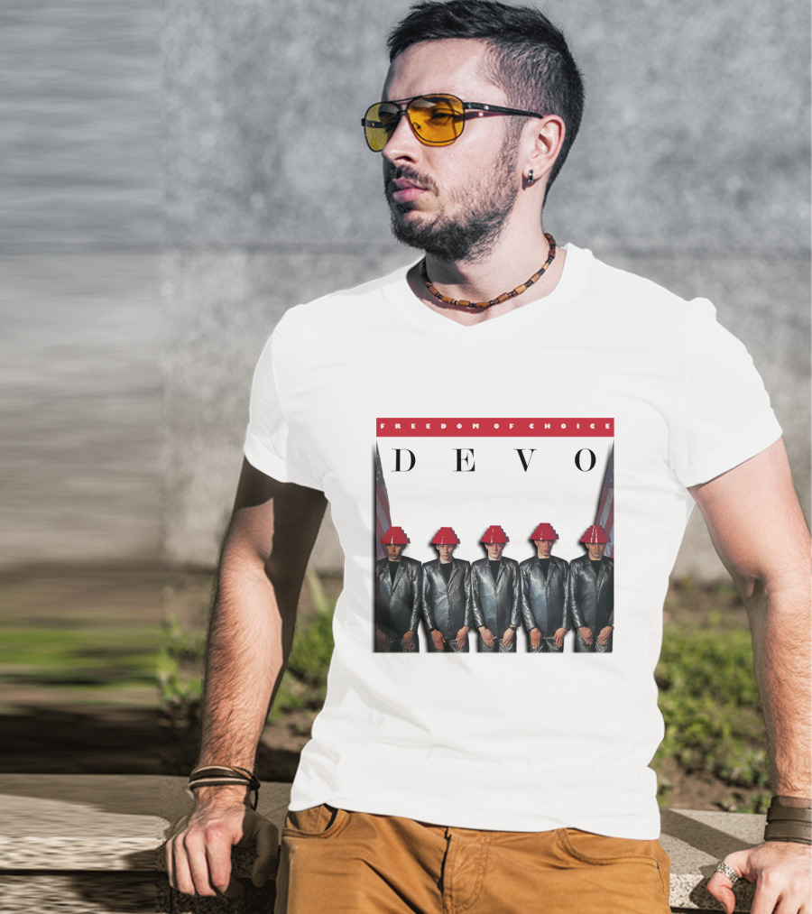 Freedom Of Choice Devo Red Hat Band Members T-Shirt