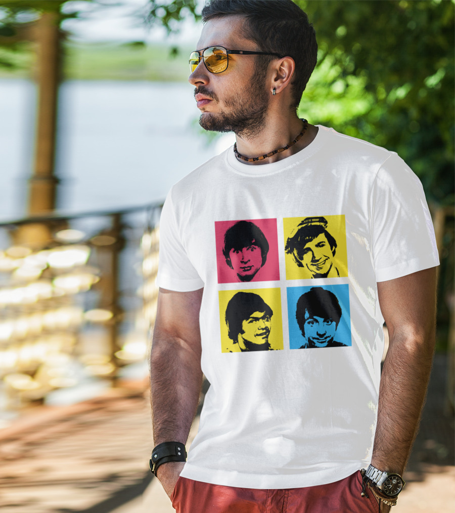 Pop Art Faces In Red Yellow Blue T-Shirt