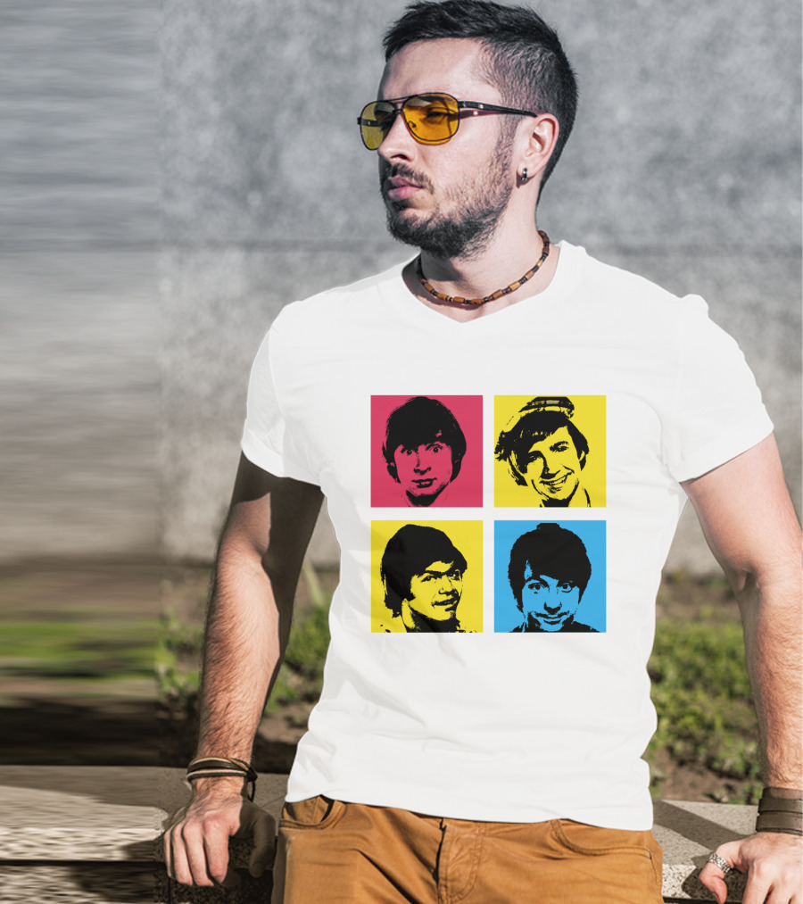 Pop Art Faces In Red Yellow Blue T-Shirt