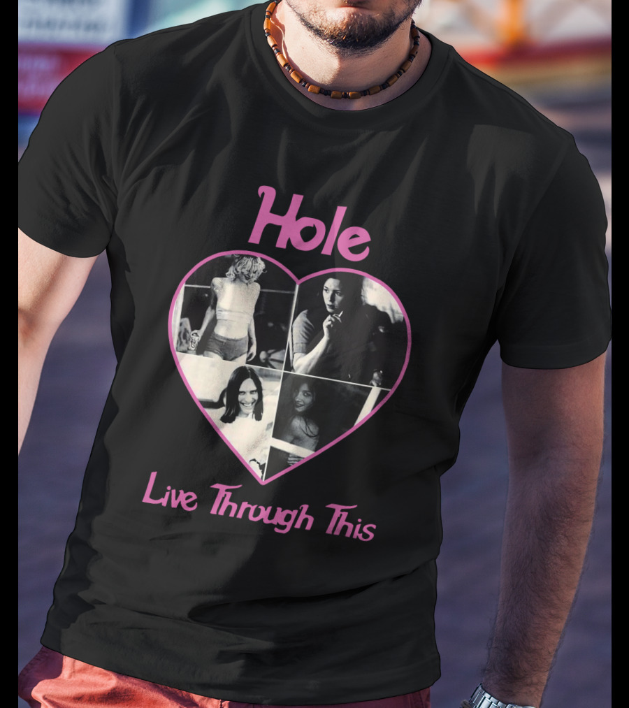 Hole Live Through This Heart Collage T-Shirt