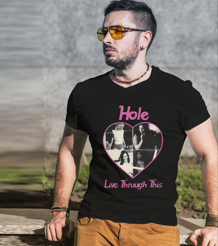 Hole Live Through This Heart Collage T-Shirt