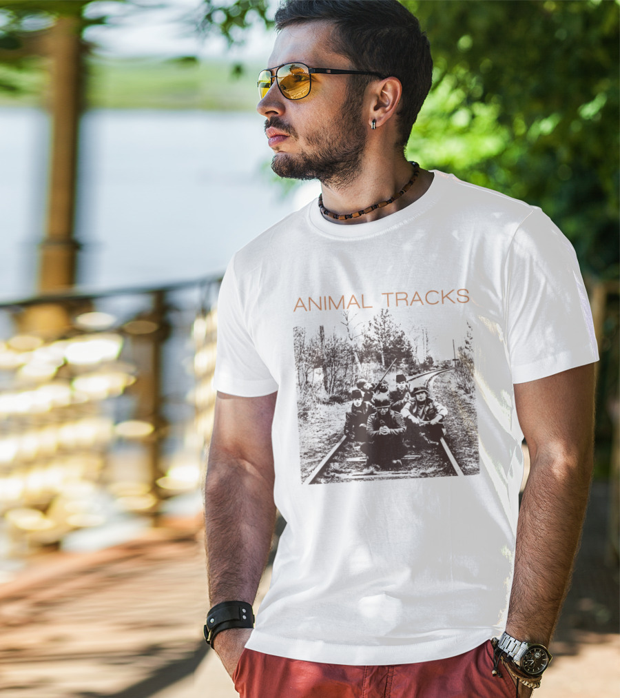 Animal Tracks Vintage Railroad Photo T-Shirt