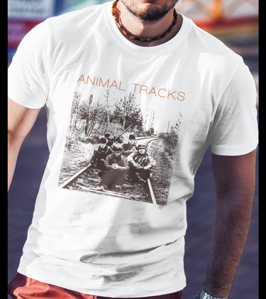 Animal Tracks Vintage Railroad Photo T-Shirt