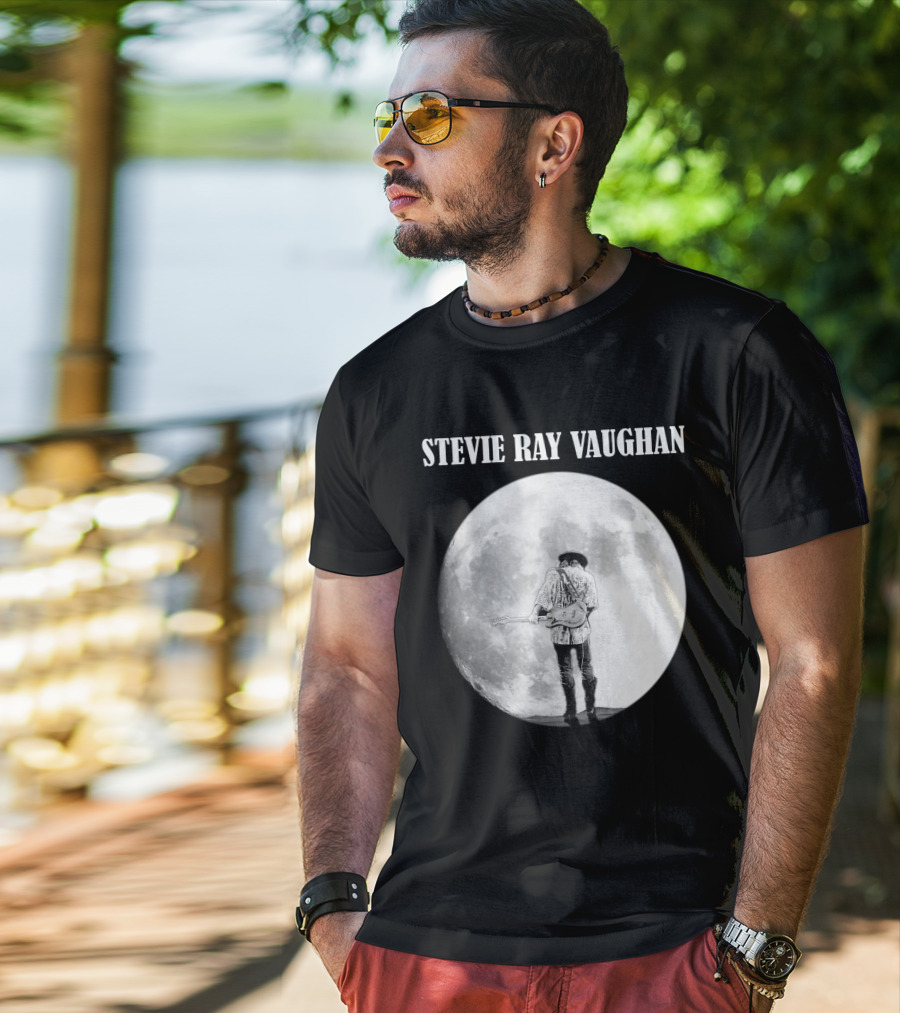 Stevie Ray Vaughan Moon Guitar Silhouette T-Shirt