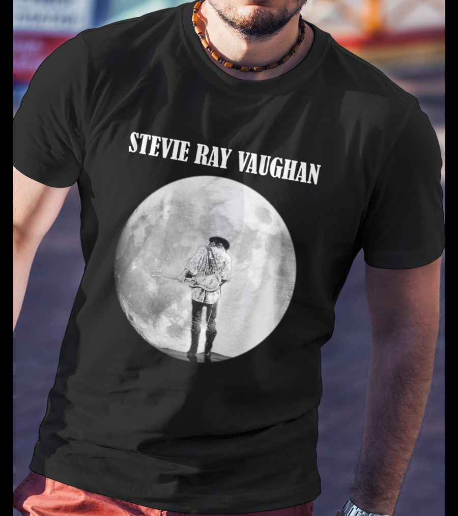 Stevie Ray Vaughan Moon Guitar Silhouette T-Shirt
