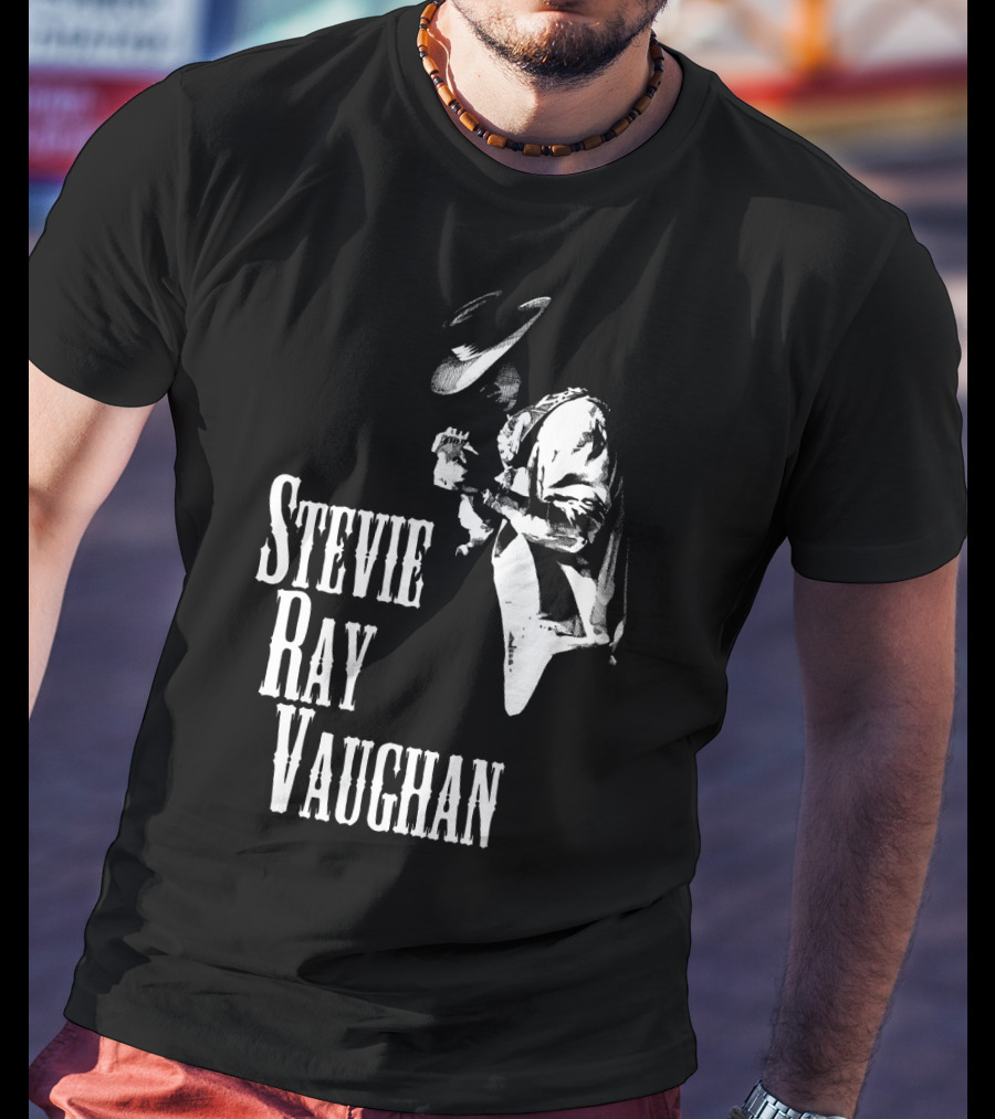 Stevie Ray Vaughan Black And White Silhouette T-Shirt