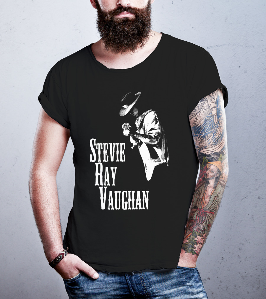 Stevie Ray Vaughan Black And White Silhouette T-Shirt