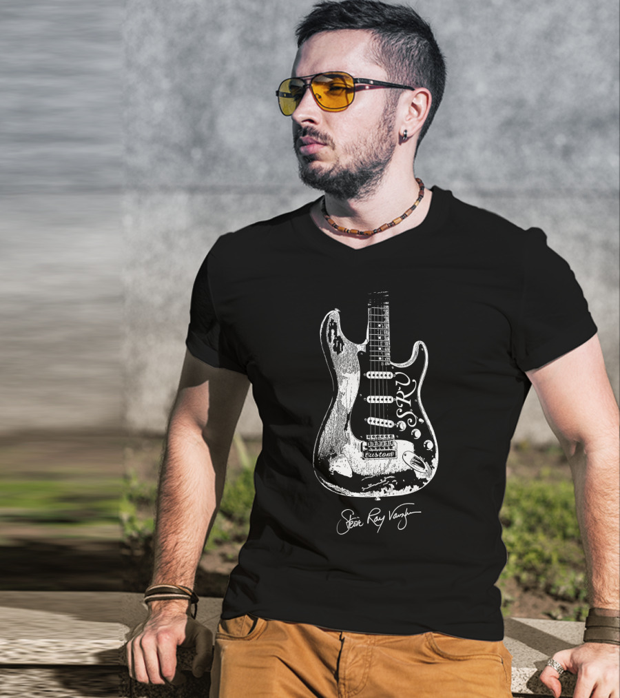 Stevie Ray Vaughan Srv Electric Guitar Custom Sketch T-Shirt