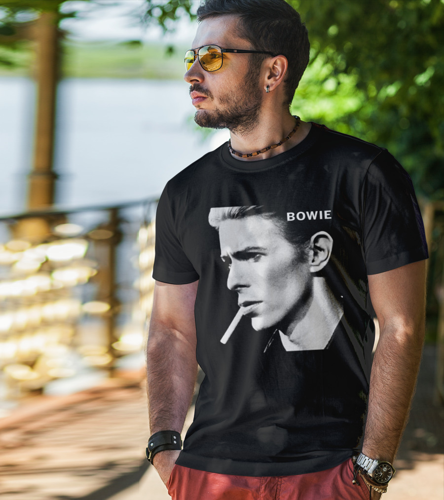 Bowie Smoking Black And White T-Shirt