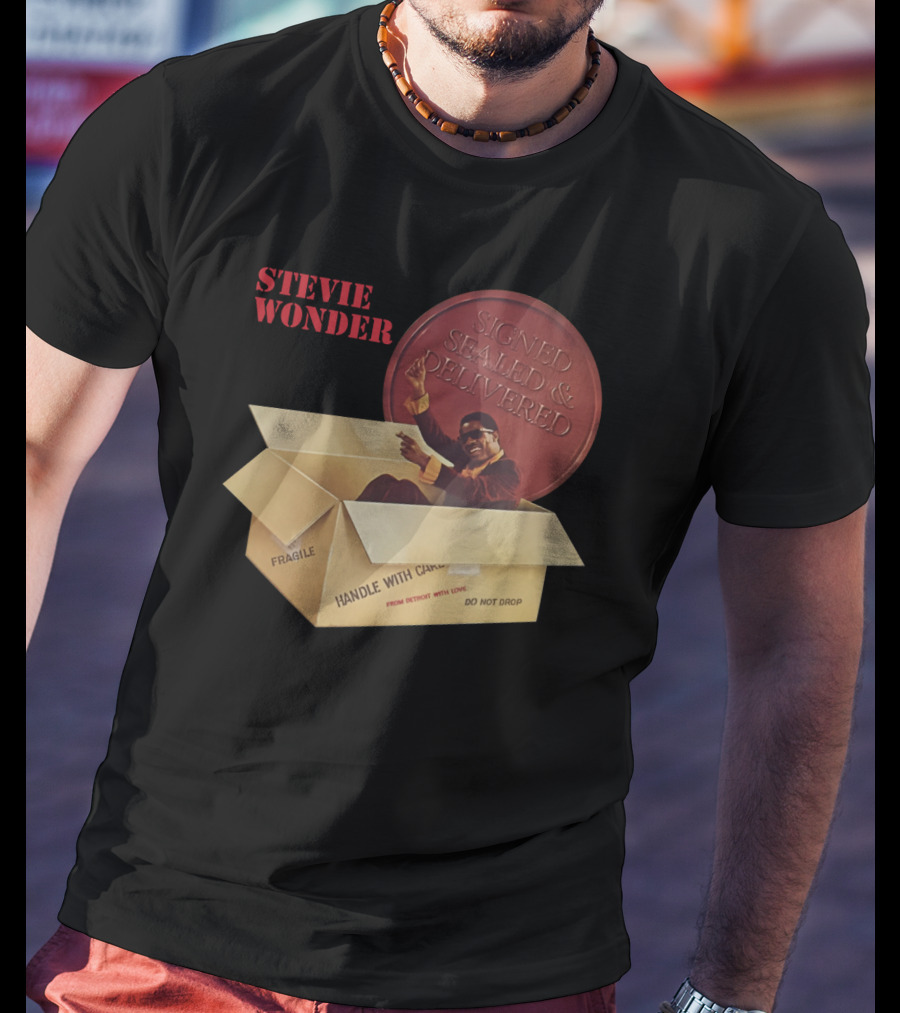 Stevie Wonder Signed Sealed & Delivered Album Cover T-Shirt