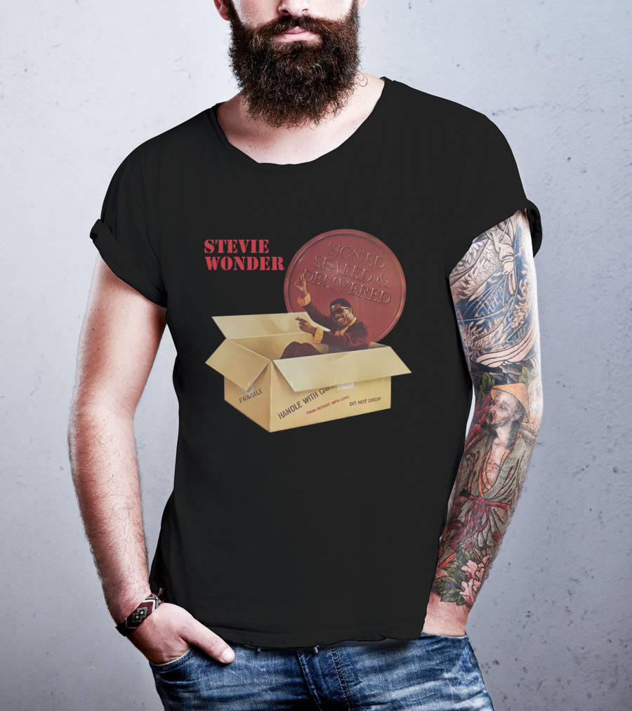 Stevie Wonder Signed Sealed & Delivered Album Cover T-Shirt