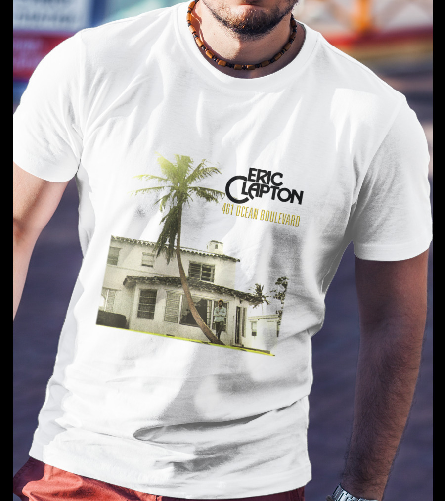 Eric Clapton 461 Ocean Boulevard Album Cover Palm Tree House T-Shirt