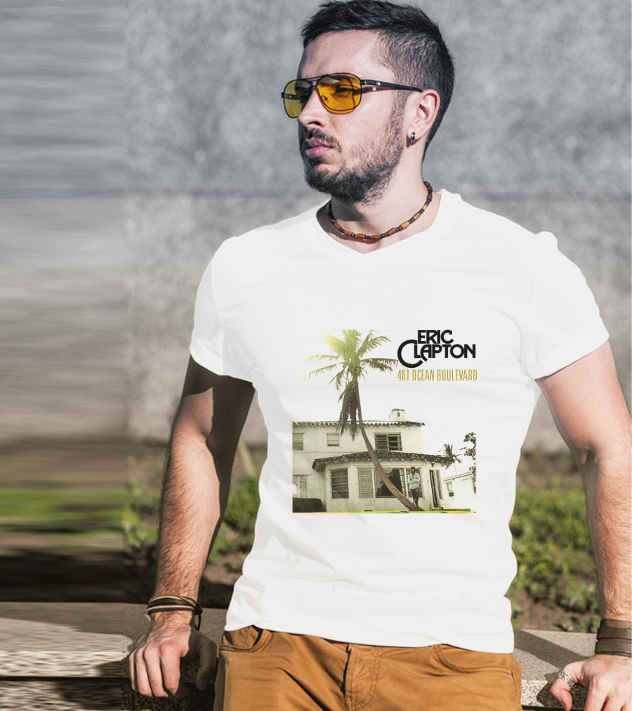 Eric Clapton 461 Ocean Boulevard Album Cover Palm Tree House T-Shirt