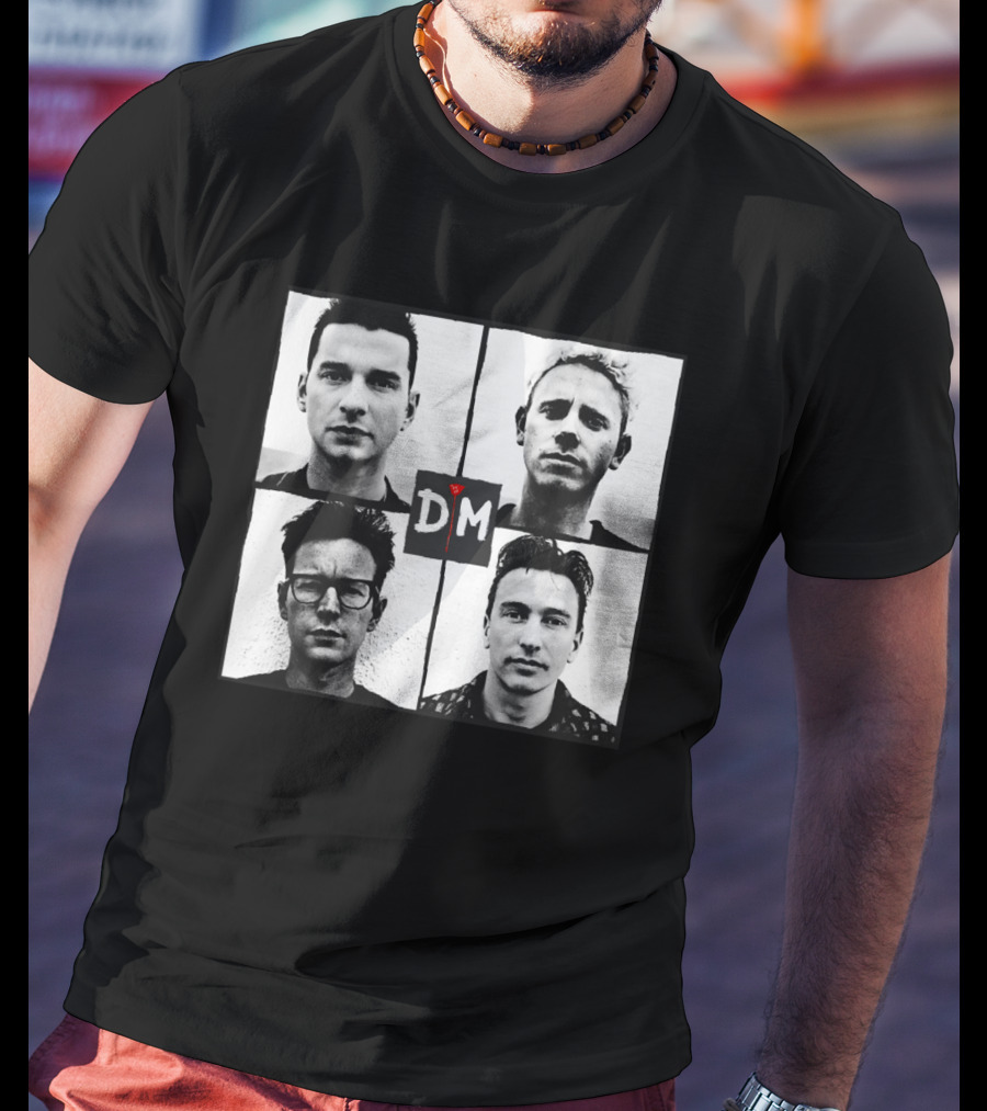 Depeche Mode Band Members Black And White Square Grid D M T-Shirt