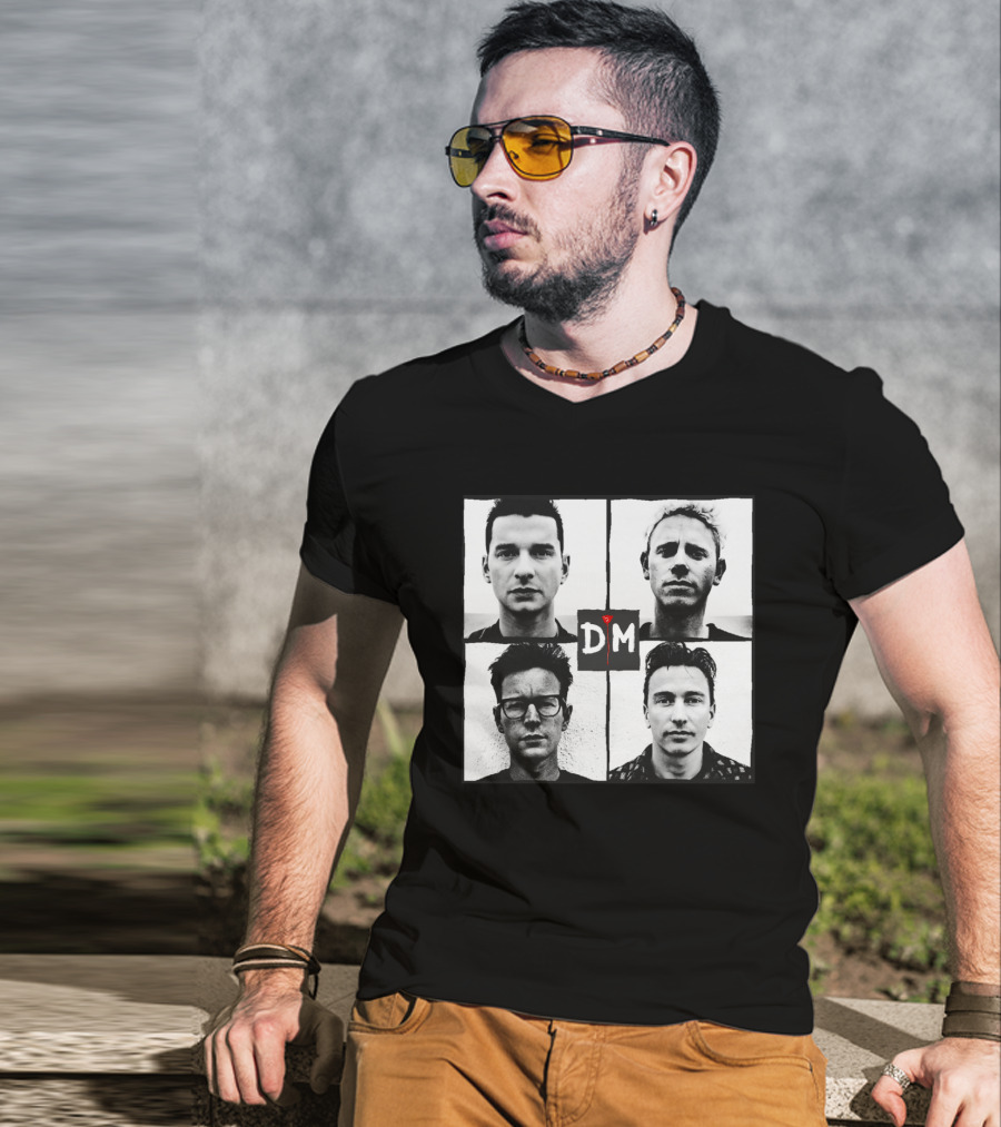 Depeche Mode Band Members Black And White Square Grid D M T-Shirt
