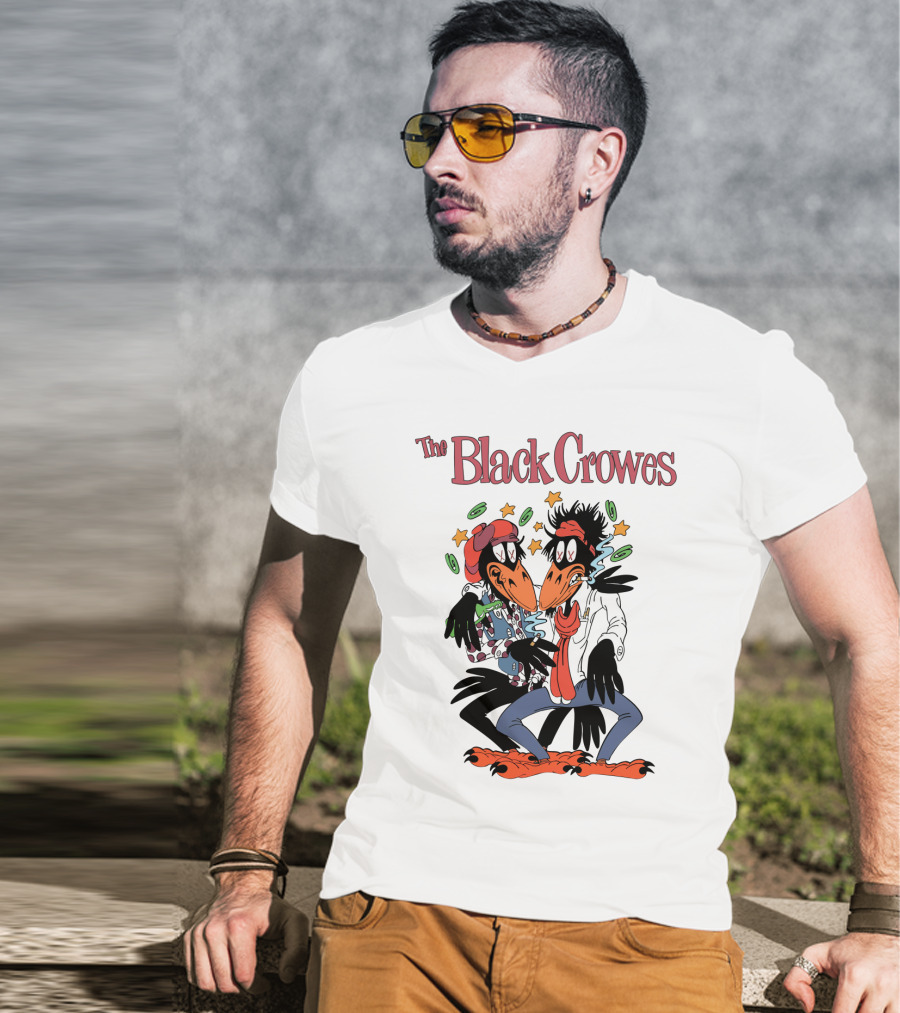 The Black Crowes Comic Duo With Stars And Spirals T-Shirt