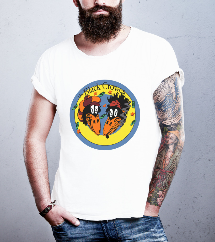 The Black Crowes Cartoon Birds Circle Stars T-Shirt