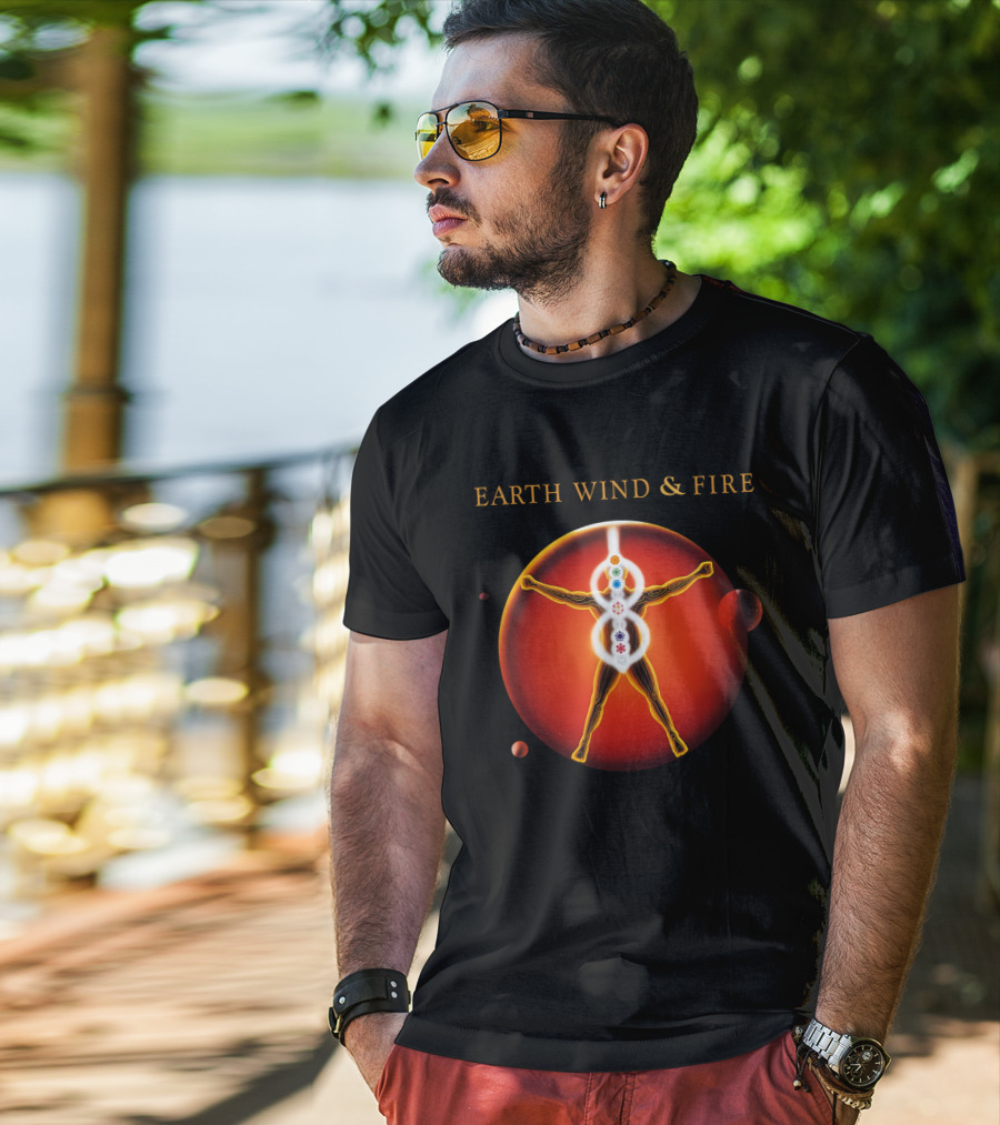 Earth Wind & Fire Ewf Human Chakra On Planet Red T-Shirt