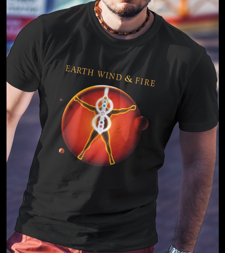 Earth Wind & Fire Ewf Human Chakra On Planet Red T-Shirt
