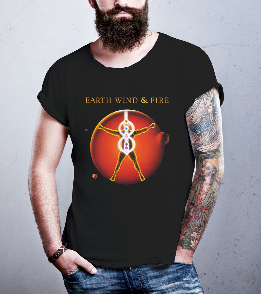 Earth Wind & Fire Ewf Human Chakra On Planet Red T-Shirt