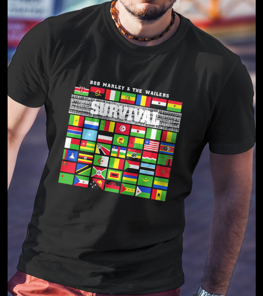 Bob Marley & The Wailers Survival Album Flags T-Shirt
