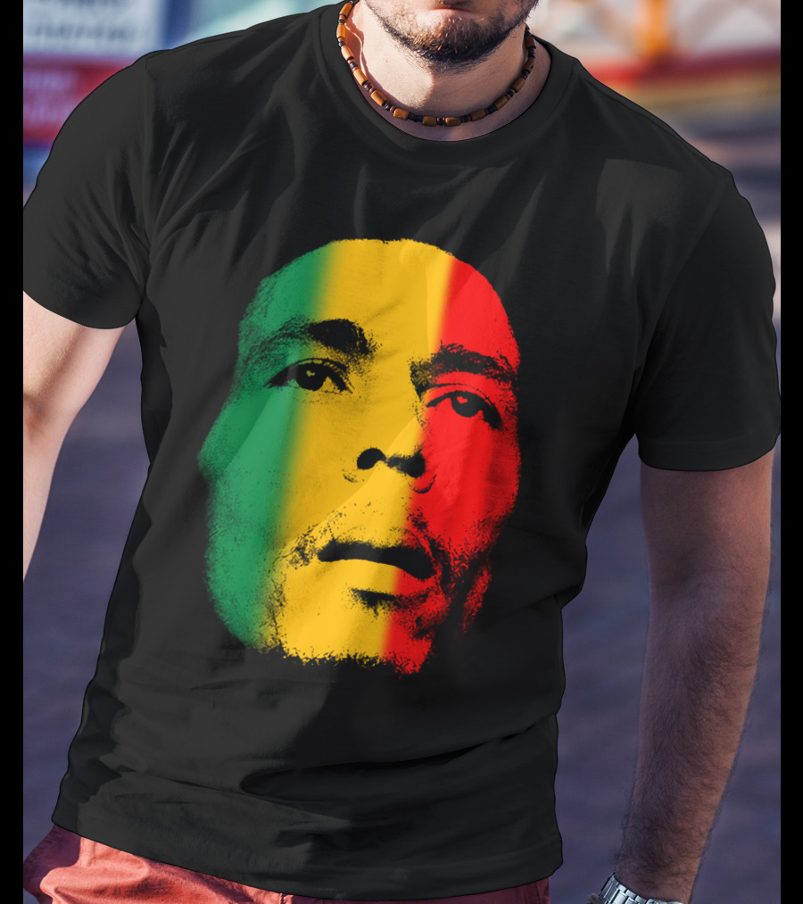 Bml Rasta Face Green Yellow Red T-Shirt