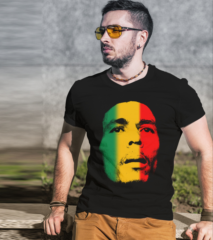 Bml Rasta Face Green Yellow Red T-Shirt