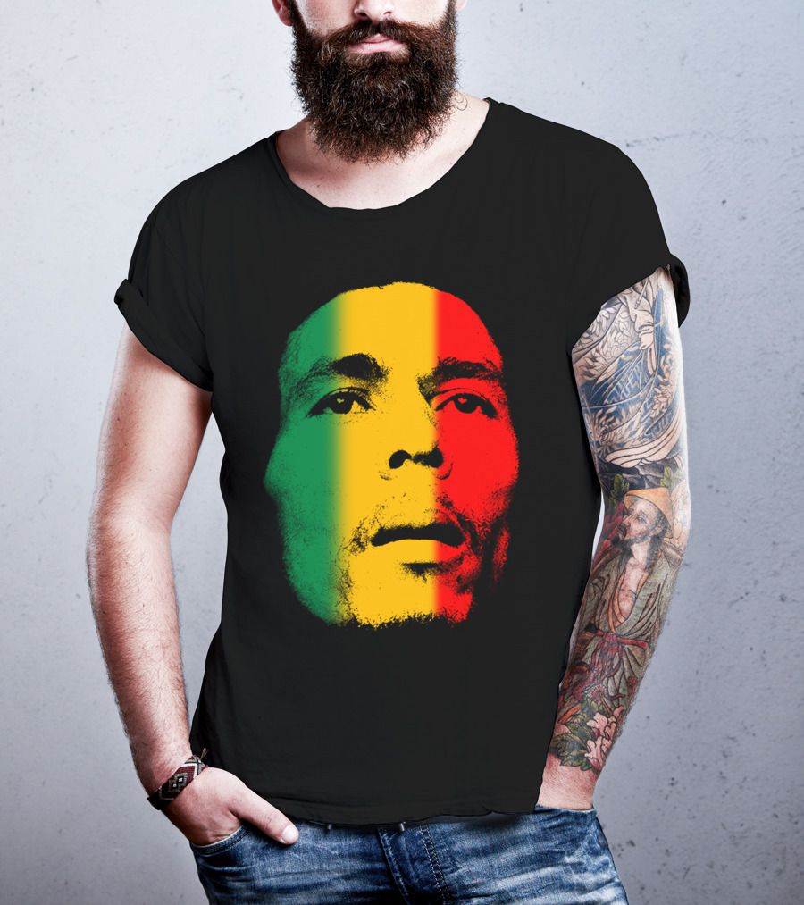 Bml Rasta Face Green Yellow Red T-Shirt
