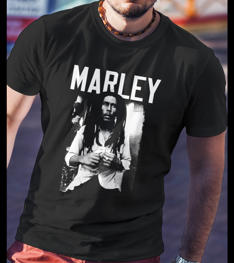 Marley Reggae Legend Iconic Portrait Black And White T-Shirt
