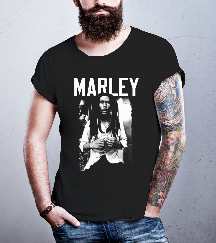 Marley Reggae Legend Iconic Portrait Black And White T-Shirt