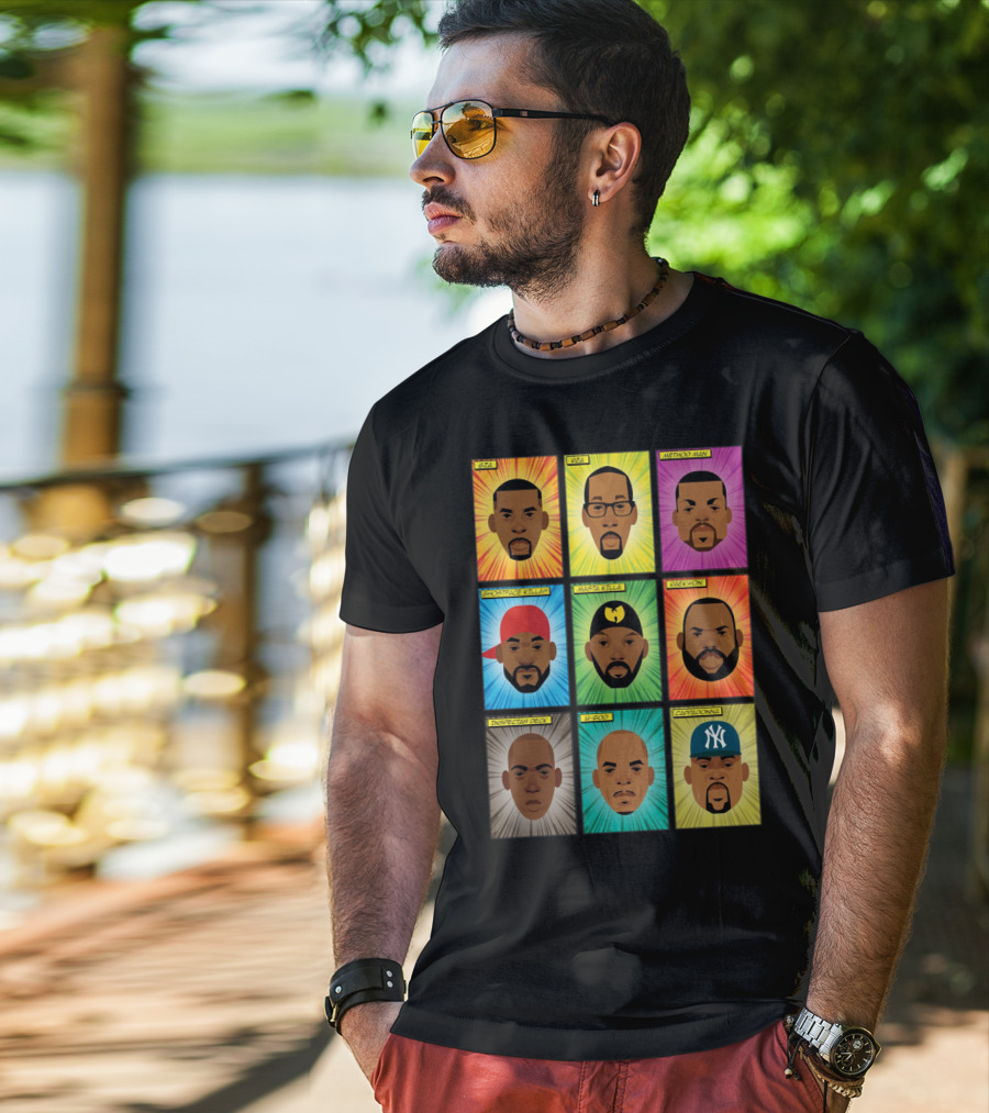 Wu-Tang Clan Gza Rza Method Man Ghostface Killah Masta Killa Raekwon Inspectah Deck U-God Cappadonna Portraits T-Shirt