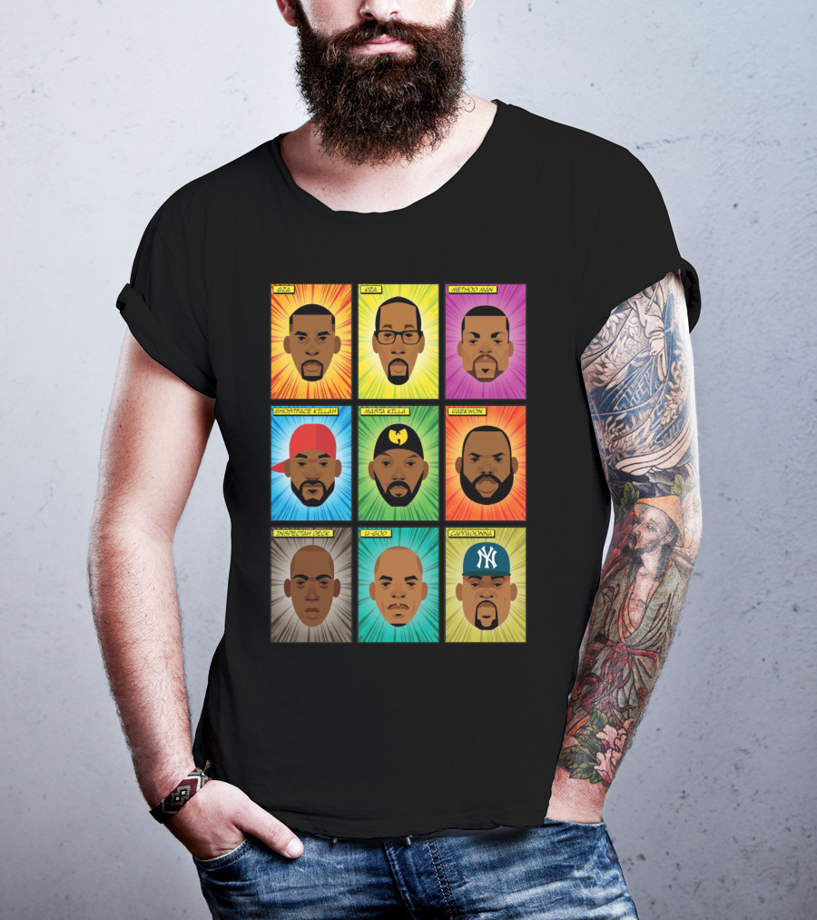 Wu-Tang Clan Gza Rza Method Man Ghostface Killah Masta Killa Raekwon Inspectah Deck U-God Cappadonna Portraits T-Shirt