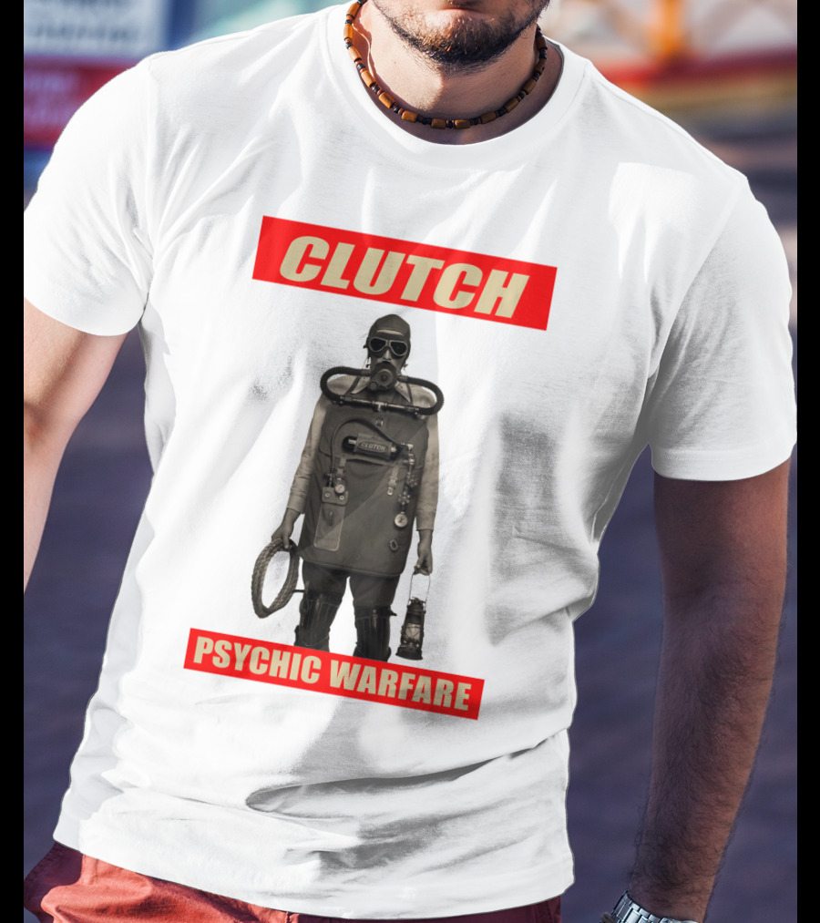 Clutch Psychic Warfare Vintage Gas Mask And Gear T-Shirt
