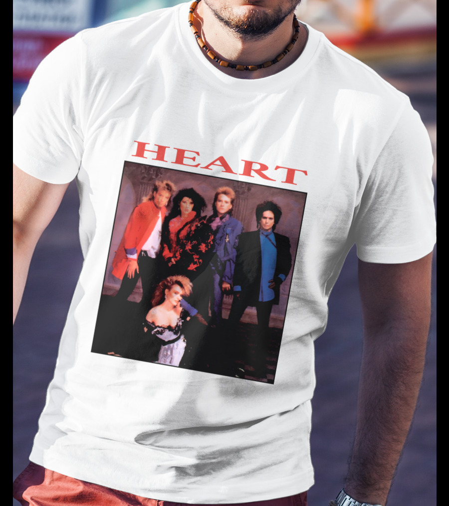 Heart Band Group Photo With Bold Red T-Shirt