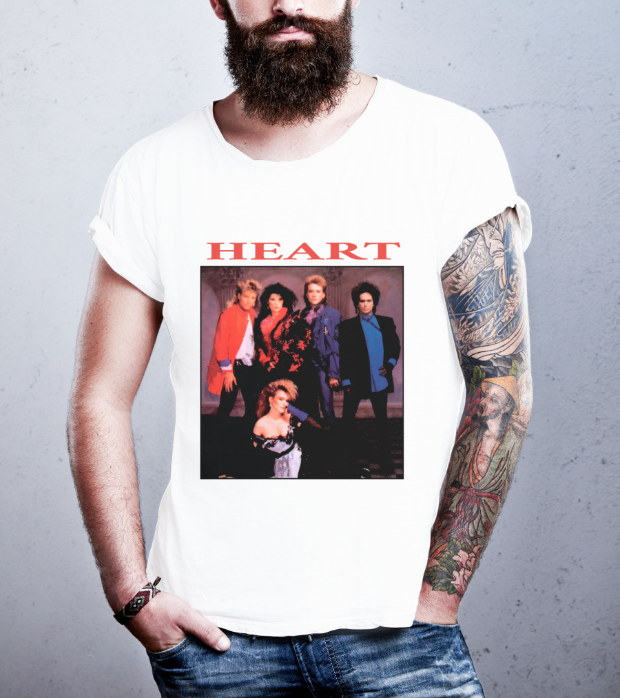 Heart Band Group Photo With Bold Red T-Shirt