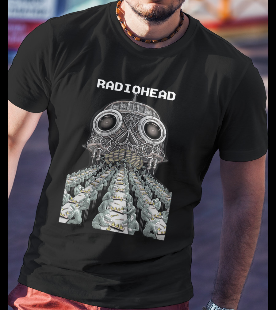 Radiohead Skull Factory Assembly Line Art T-Shirt