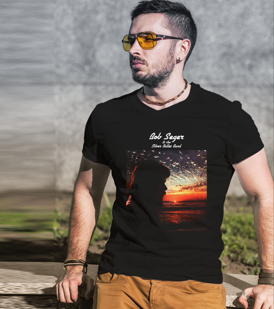 Bob Seger & The Silver Bullet Band Sunset Ocean Silhouette Scene T-Shirt