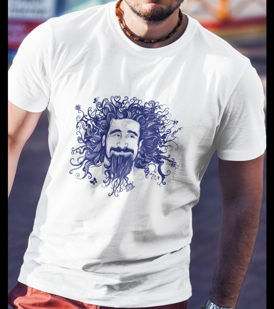 Soad Serj Tankian Psychedelic Blue Illustration T-Shirt