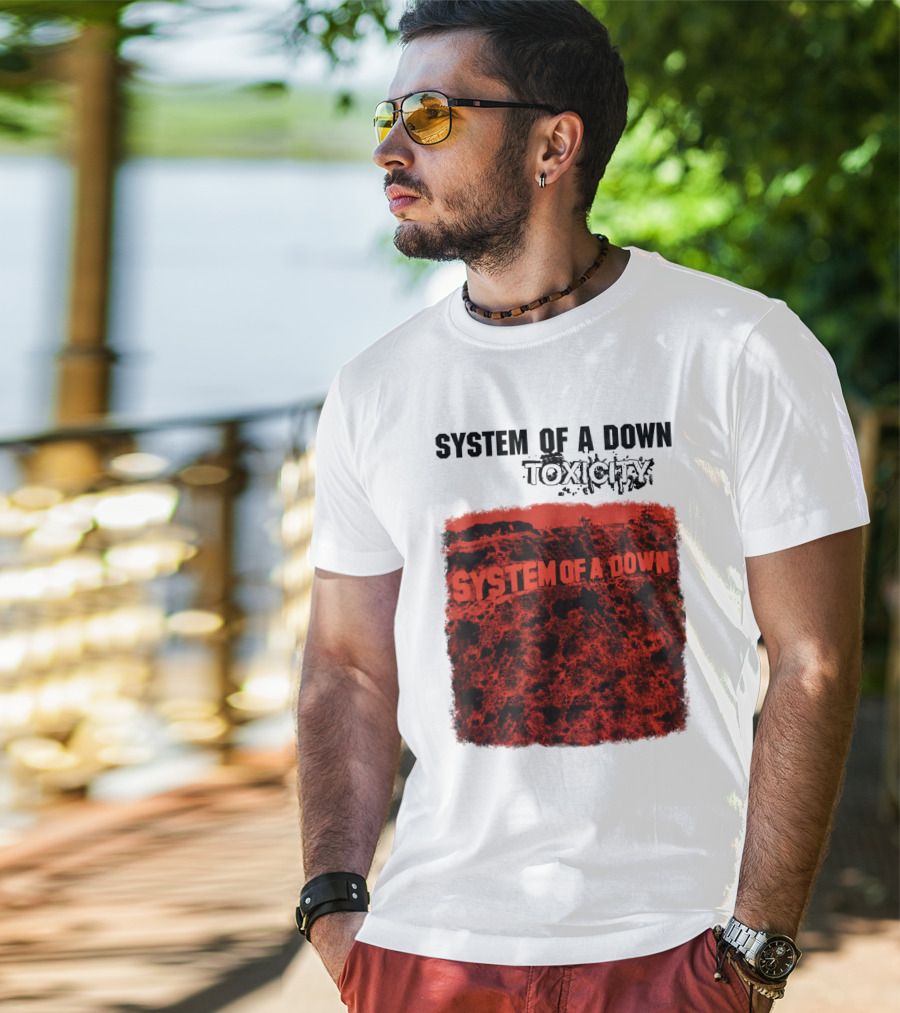 System Of A Down Toxicity Album Cover Red T-Shirt