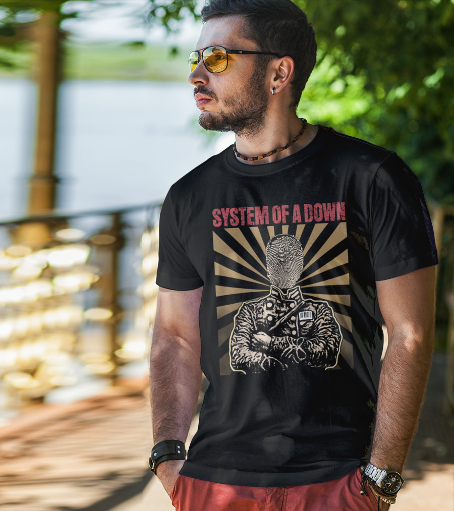 System Of A Down Fingerprint Portrait Starburst T-Shirt