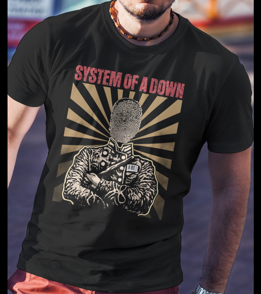 System Of A Down Fingerprint Portrait Starburst T-Shirt